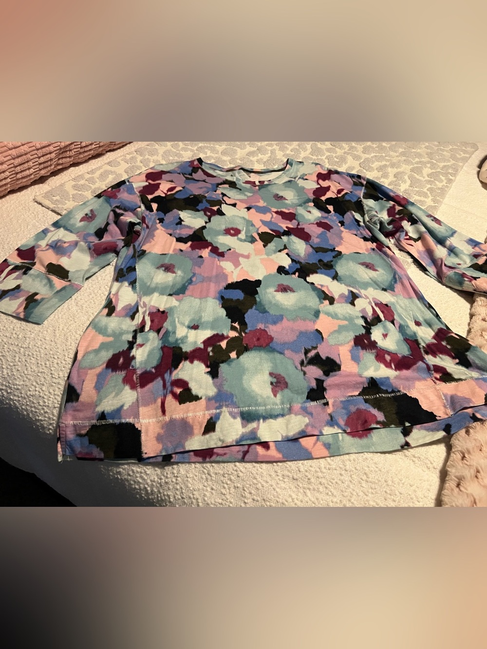 Westbound Pastel Floral Crewneck Tunic - Mint, Pink, Lavender, Black
